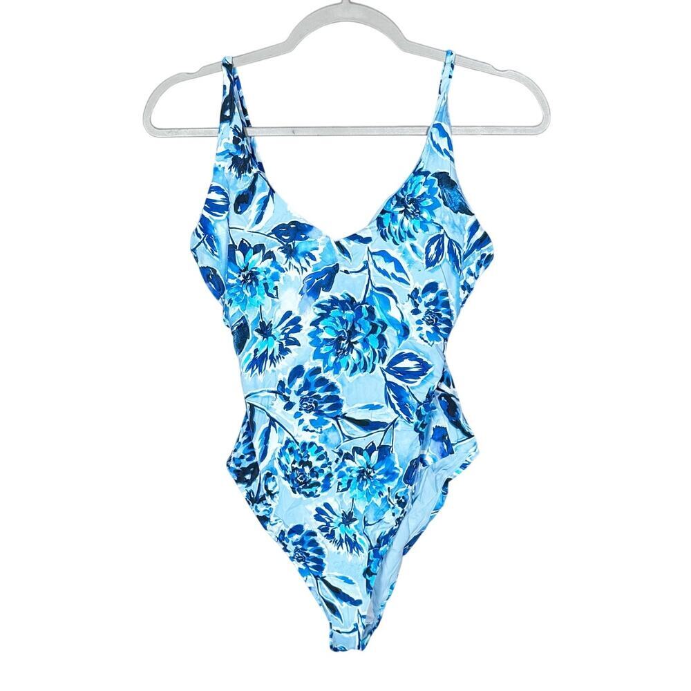 Andie Swim The Bala One Piece Swimsuit in Blue Floral Size Medium NEW - Picture 2 of 8